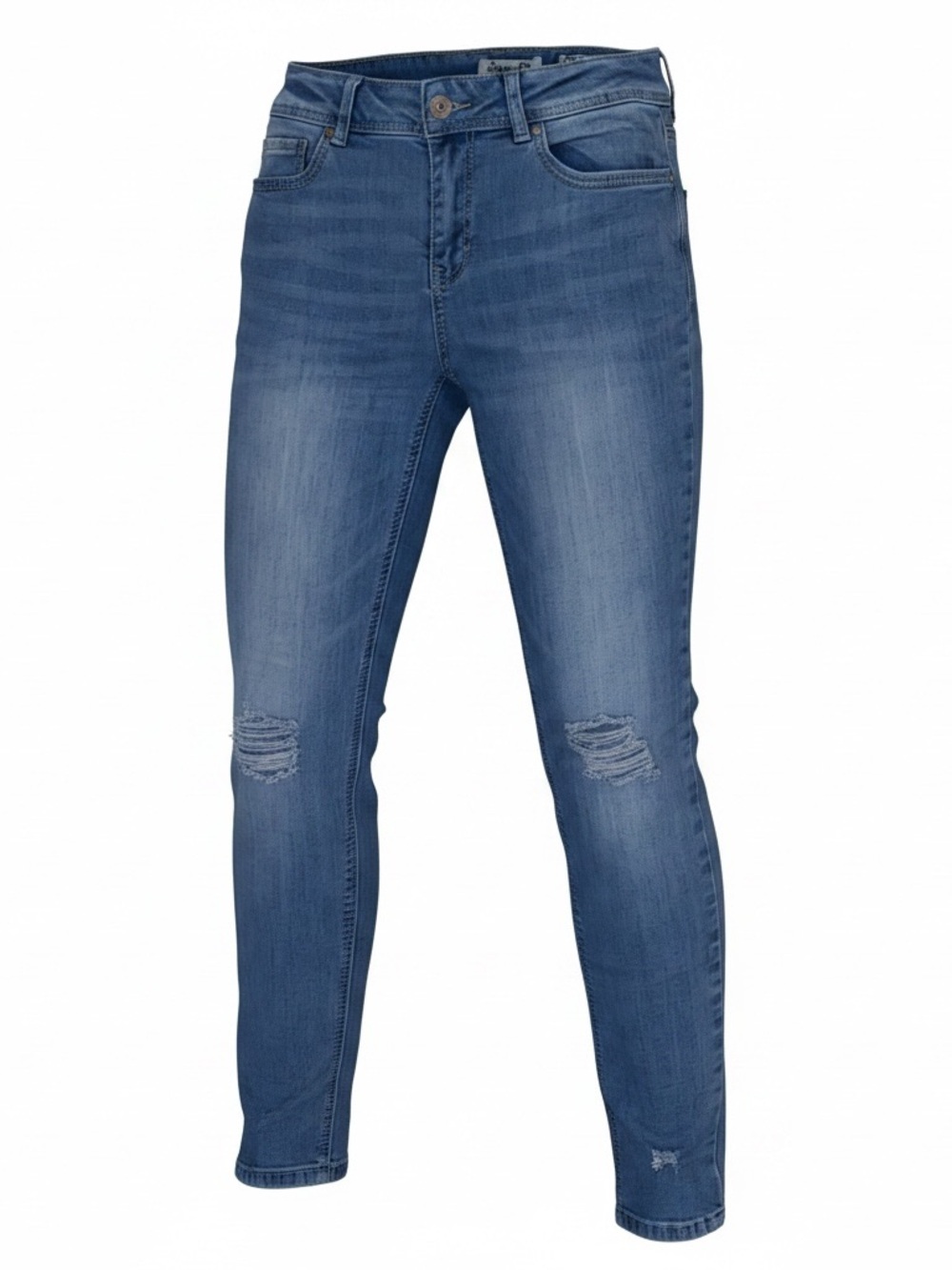 INDIGO REIN Skinny Ankle Distressed Jeans Medium Blue Wash Size 11